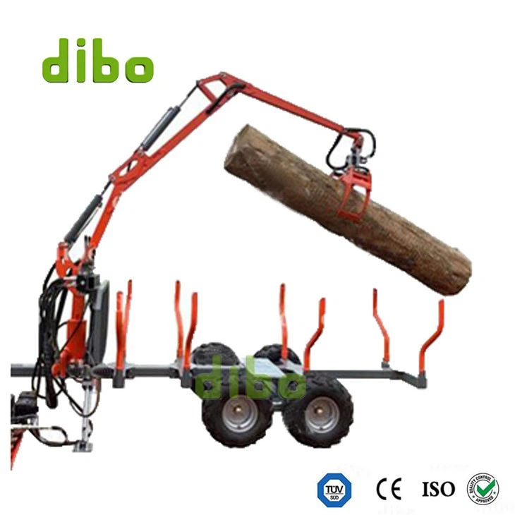 Small Log Crane With Forestry Trailer 3.4 Meter Crane With 1.5 Ton Trailer